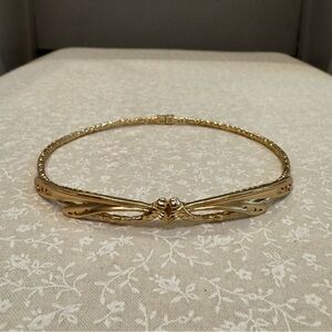 14k Gold Sterling Silver Adjustable Dragonfly Arm Band / Cuff / Bracelet